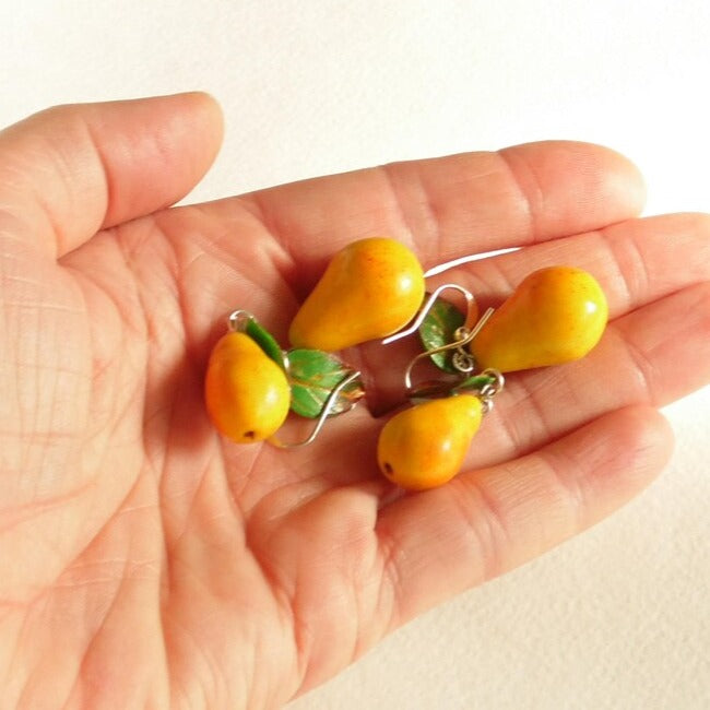 Autumnal Symphony: Pear Earrings Polymer Clay.