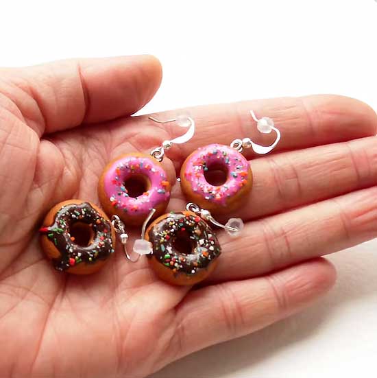 Sweet & Playful: Christmas Donuts Earrings Polymer Clay.