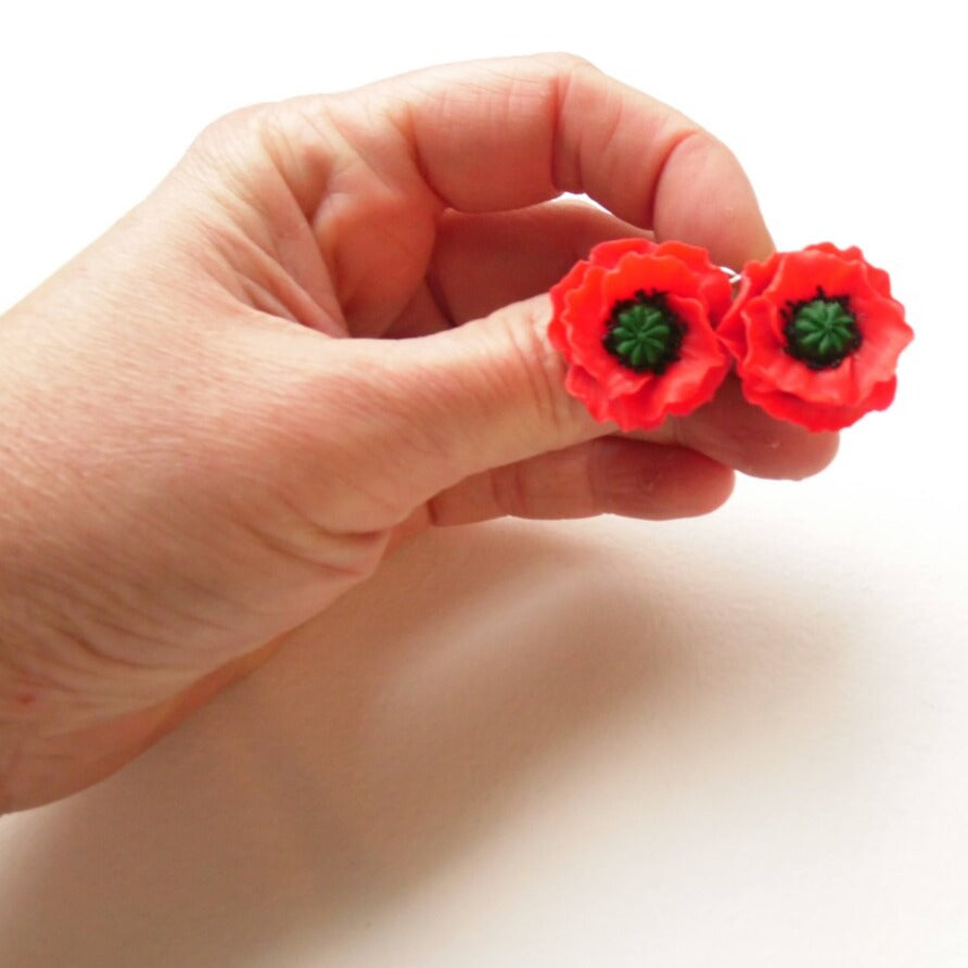 Blazing Passion: Poppy Earrings Polymer Сlay.