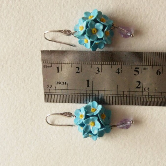 Heavenly Azure: Forget Me Not Earrings Polymer Clay.