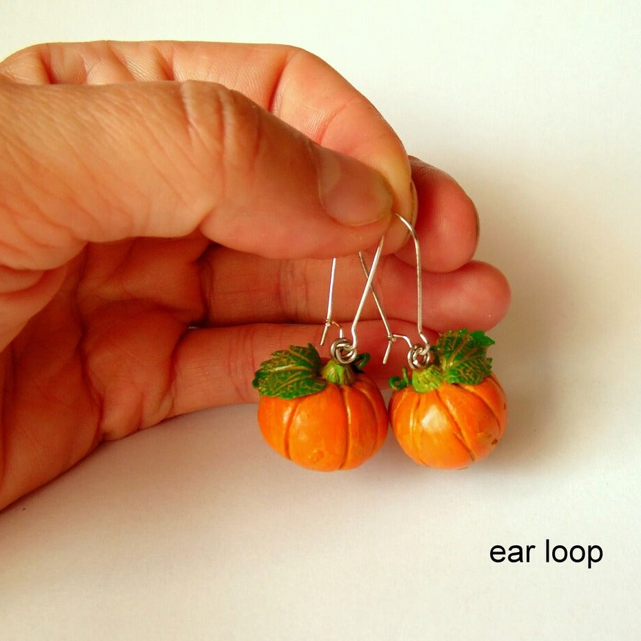 Autumn Treasures: Pumpkin Earrings Polymer Clay.