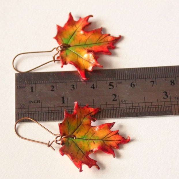 Fall Palette: Maple Leaf Earrings Polymer Clay.