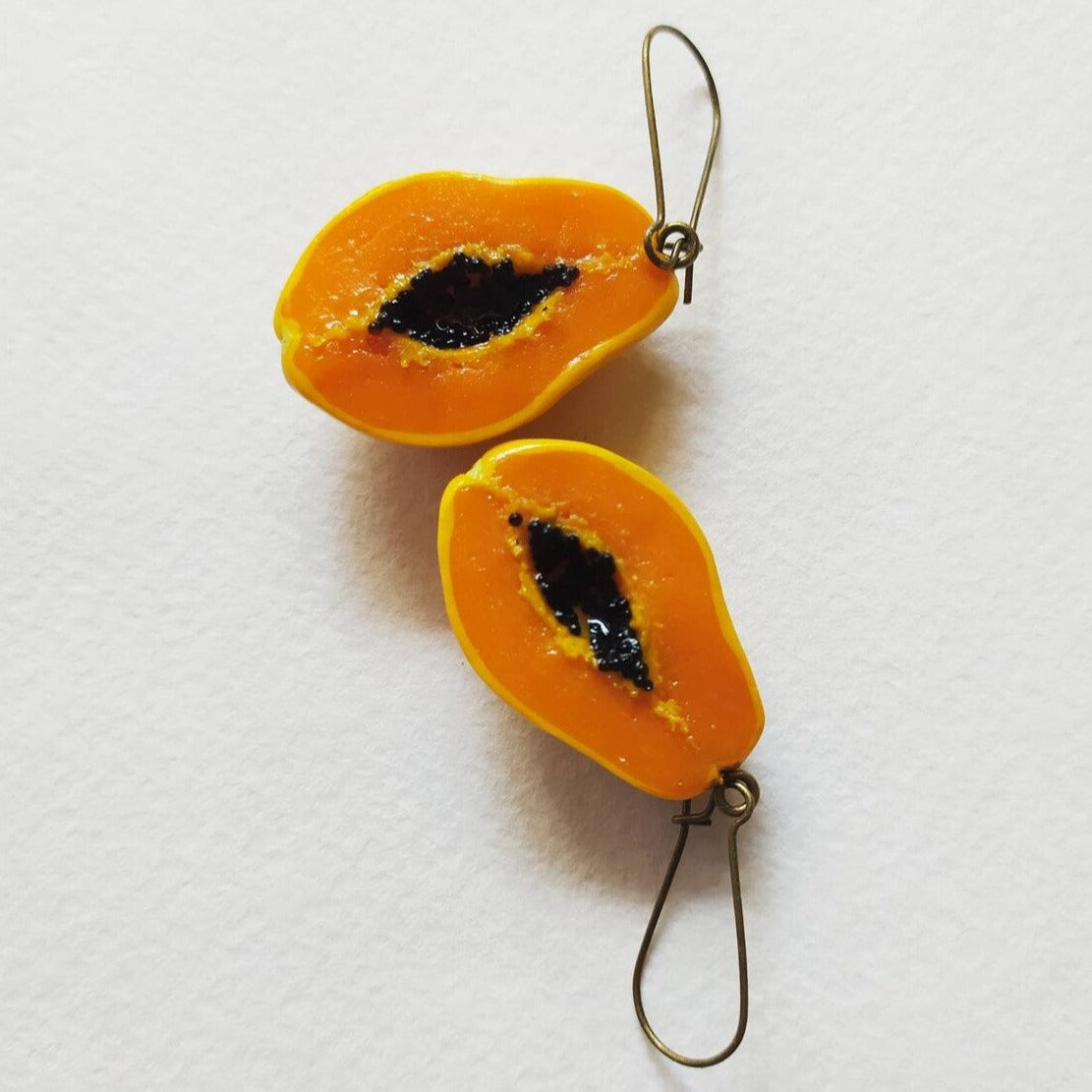 Tropical Temptation: Papaya Earrings Polymer Clay.