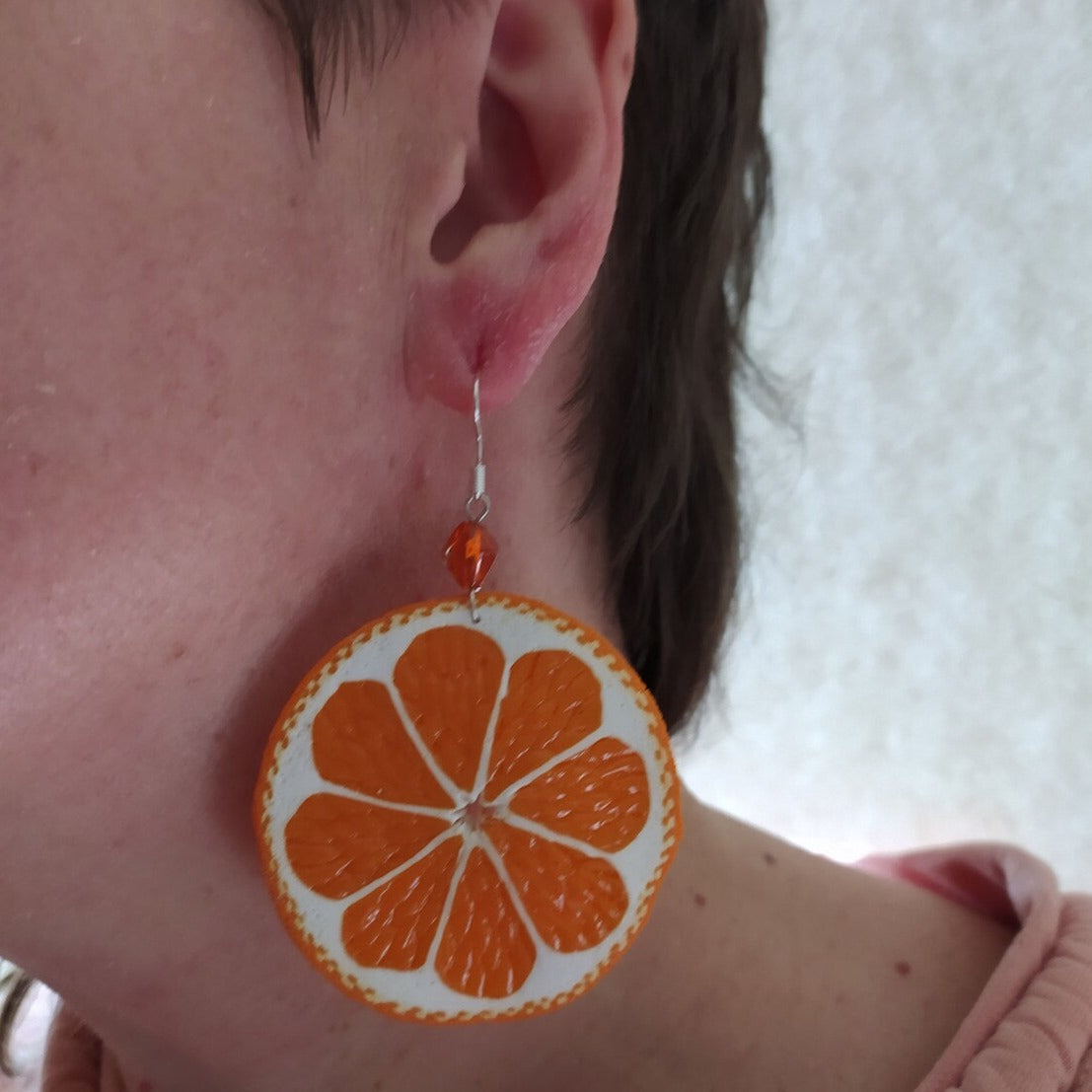 Sunny Caprice : Orange Earrings Polymer Clay.