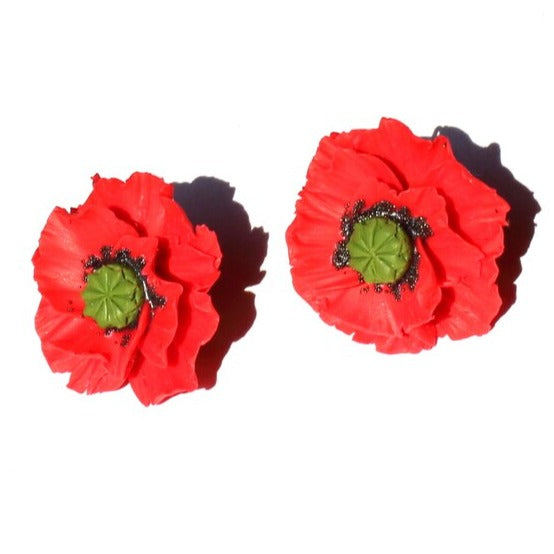 Blazing Passion: Poppy Earrings Polymer Сlay.