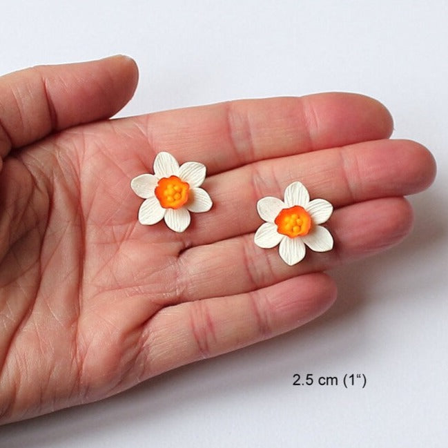 Flower Serenade: Daffodil Earrings Polymer Clay.