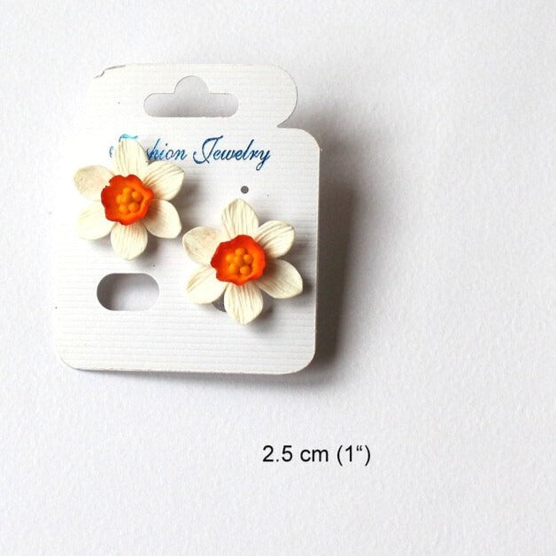 Flower Serenade: Daffodil Earrings Polymer Clay.