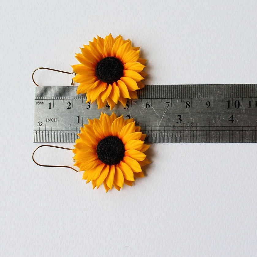 Petals of Love: Sunflower Earrings Polymer Clay.