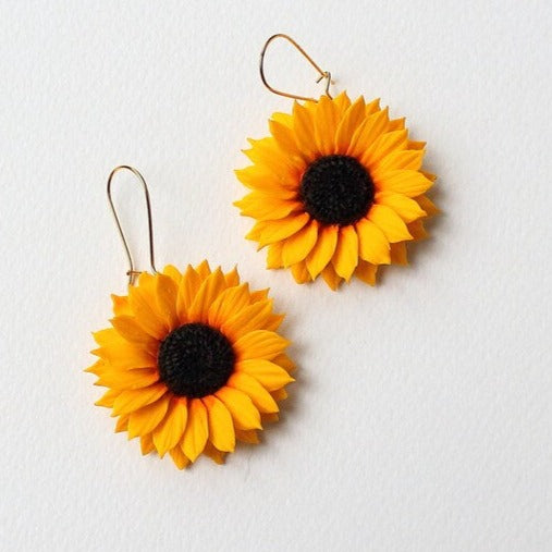 Petals of Love: Sunflower Earrings Polymer Clay.