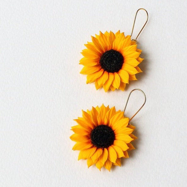 Petals of Love: Sunflower Earrings Polymer Clay.