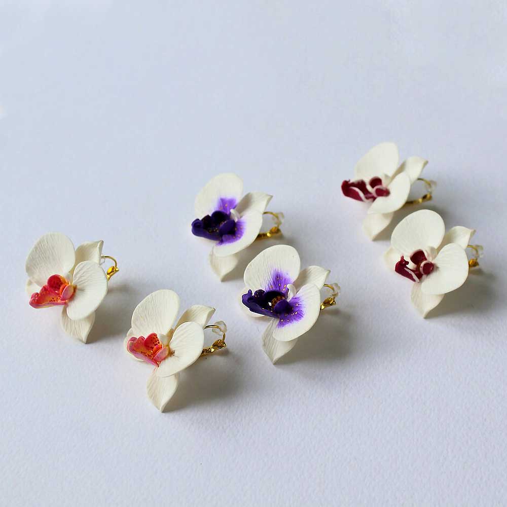 Colorful Dreams: Orchid Earrings Polymer Clay.