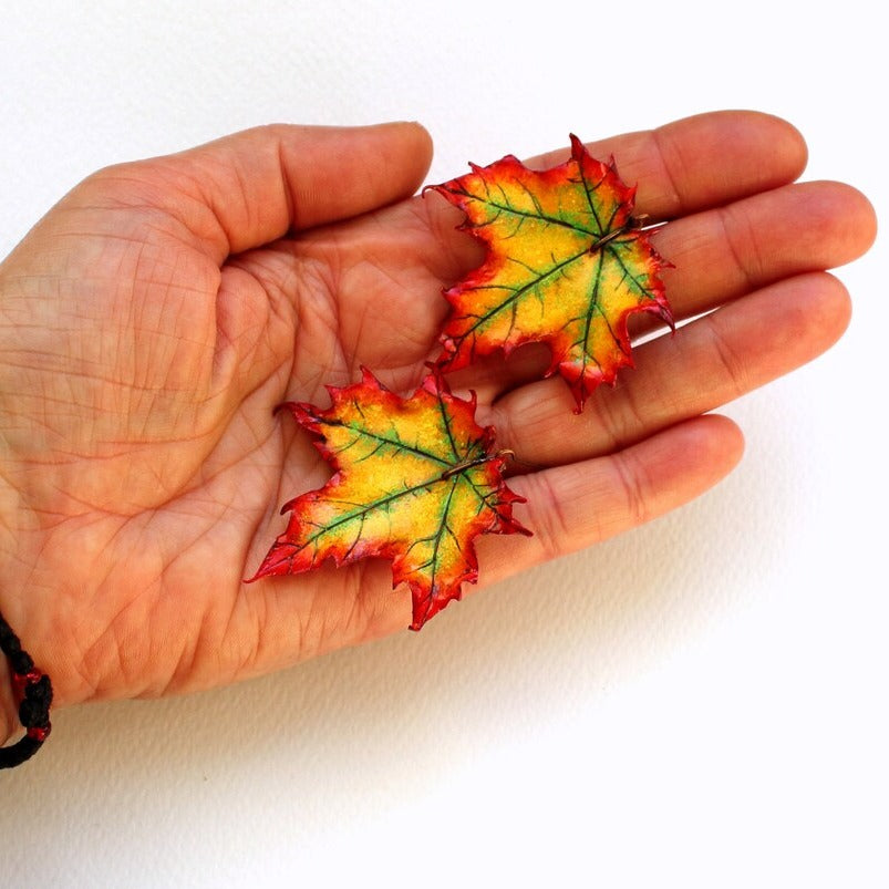 Fall Palette: Maple Leaf Earrings Polymer Clay.