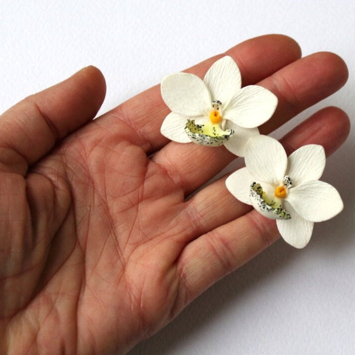 Dream Petals: Orchid Earrings Polymer Clay.