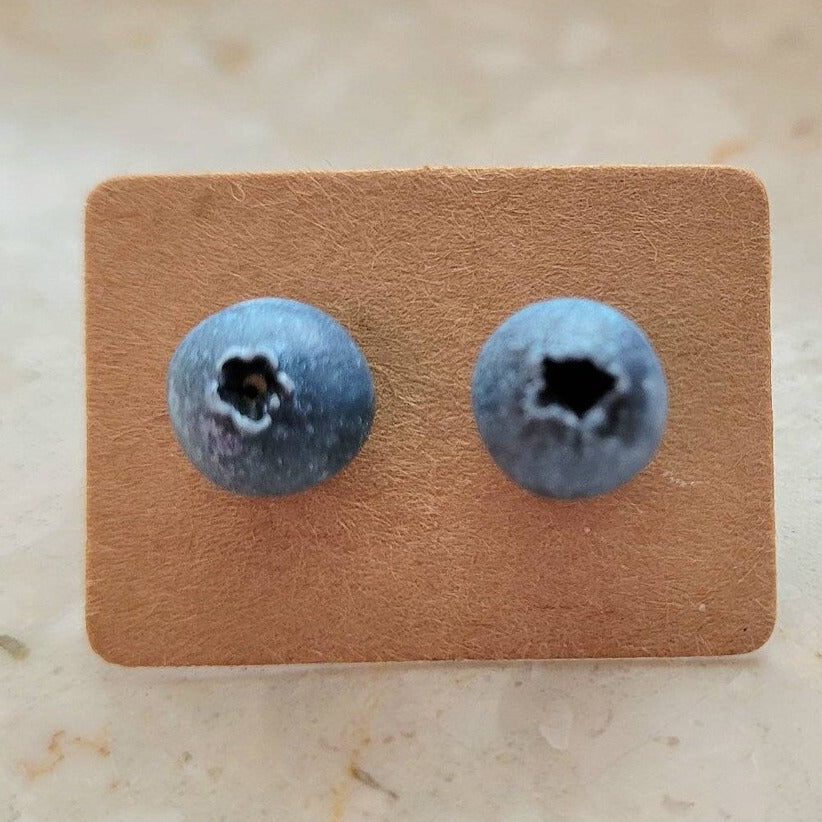 Juicy Droplets: Blueberry Earrings Polymer Clay.