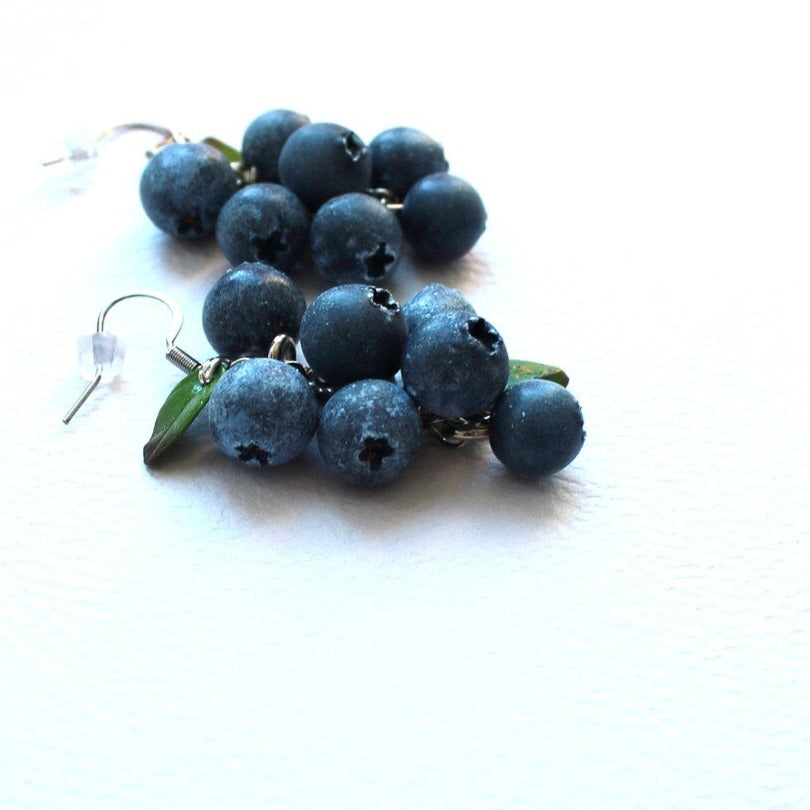 Summer's Bounty: Blueberry Earrings Polymer Clay.