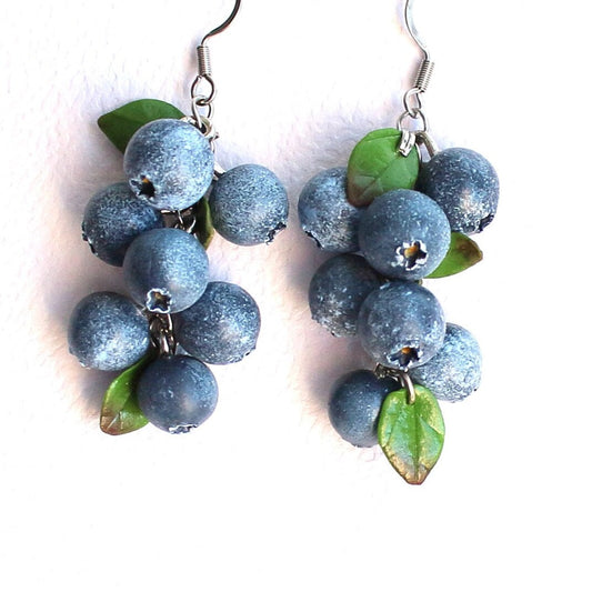 Summer's Bounty: Blueberry Earrings Polymer Clay.