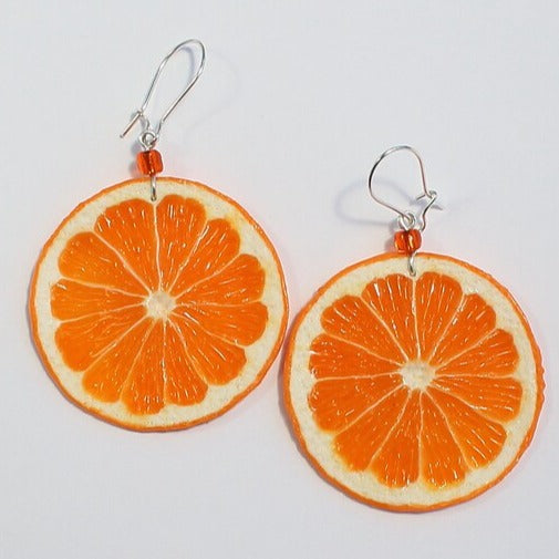 Sunny Caprice : Orange Earrings Polymer Clay.