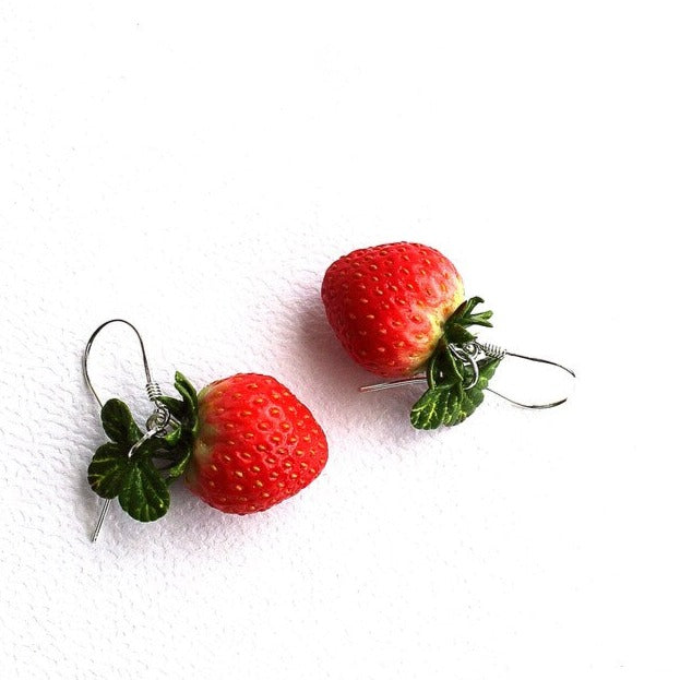 Berry Blush: Strawberry Earrings Polymer Clay.