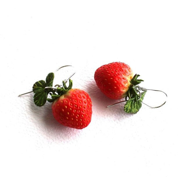 Berry Blush: Strawberry Earrings Polymer Clay.