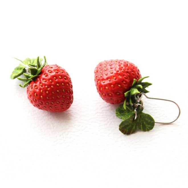 Playful & Colorful: Strawberry Earrings Polymer Clay.