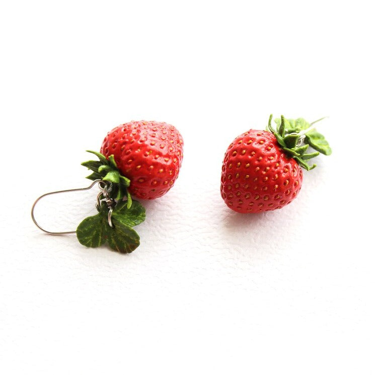 Berry Blush: Strawberry Earrings Polymer Clay.