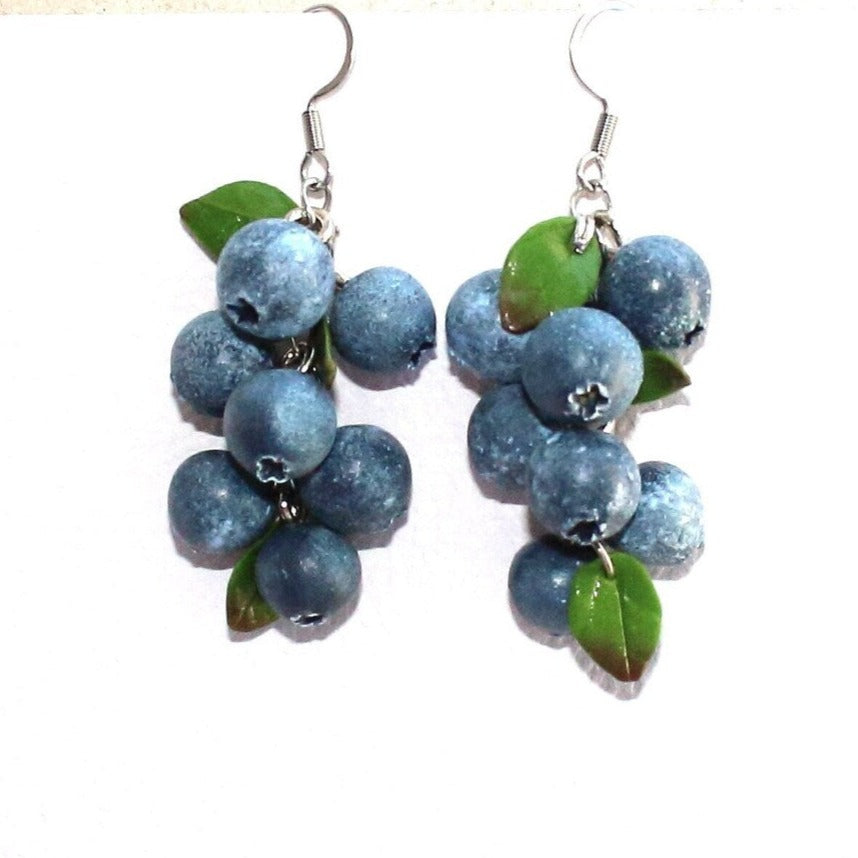 Summer's Bounty: Blueberry Earrings Polymer Clay.