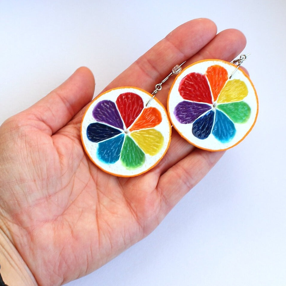 Seven Colors of Happiness : Lemon Earrings Polymer Clay.