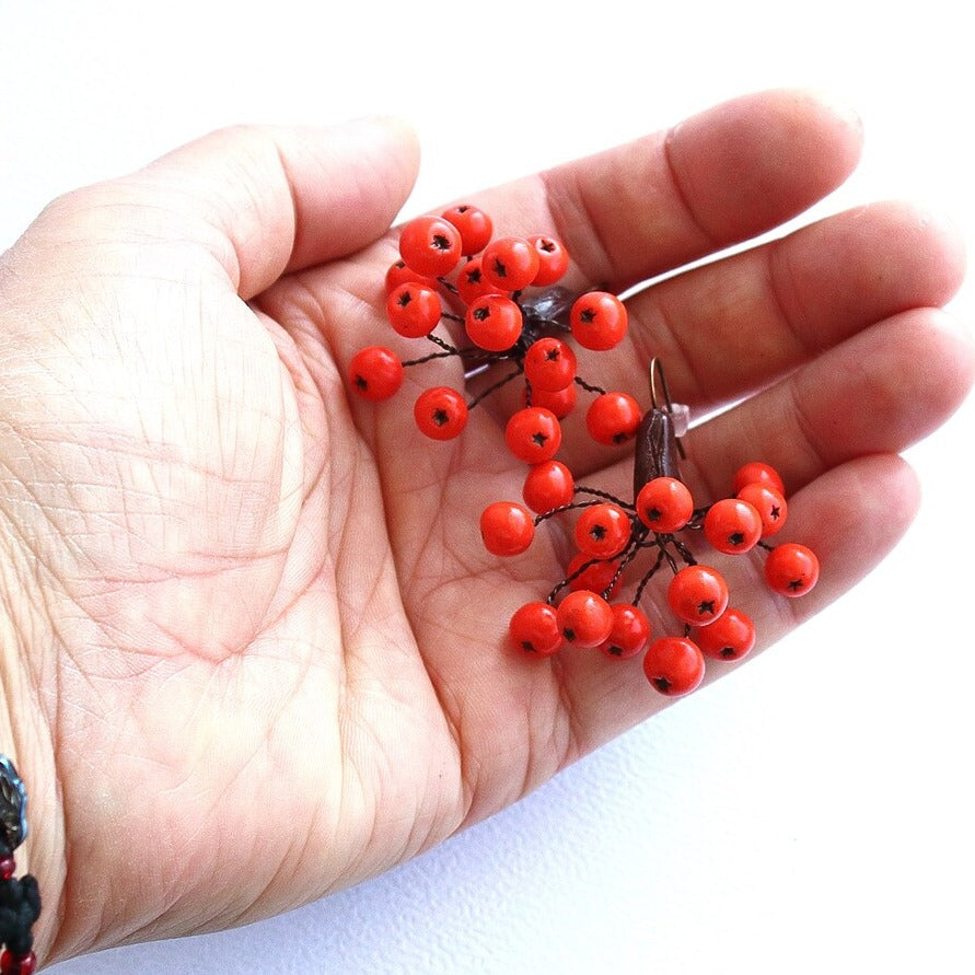 Autumn Fire: Rowan Earrings Polymer Clay.