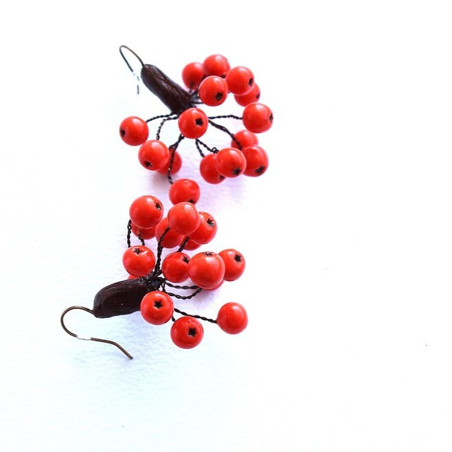 Autumn Fire: Rowan Earrings Polymer Clay.