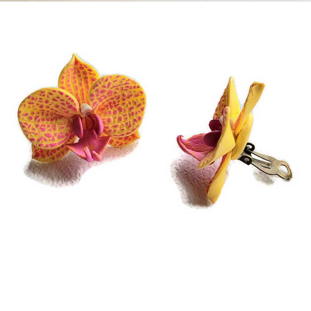 Flower Queen: Orchid Earrings Polymer Clay.