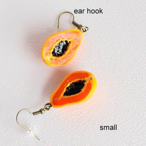 Tropical Temptation: Papaya Earrings Polymer Clay.