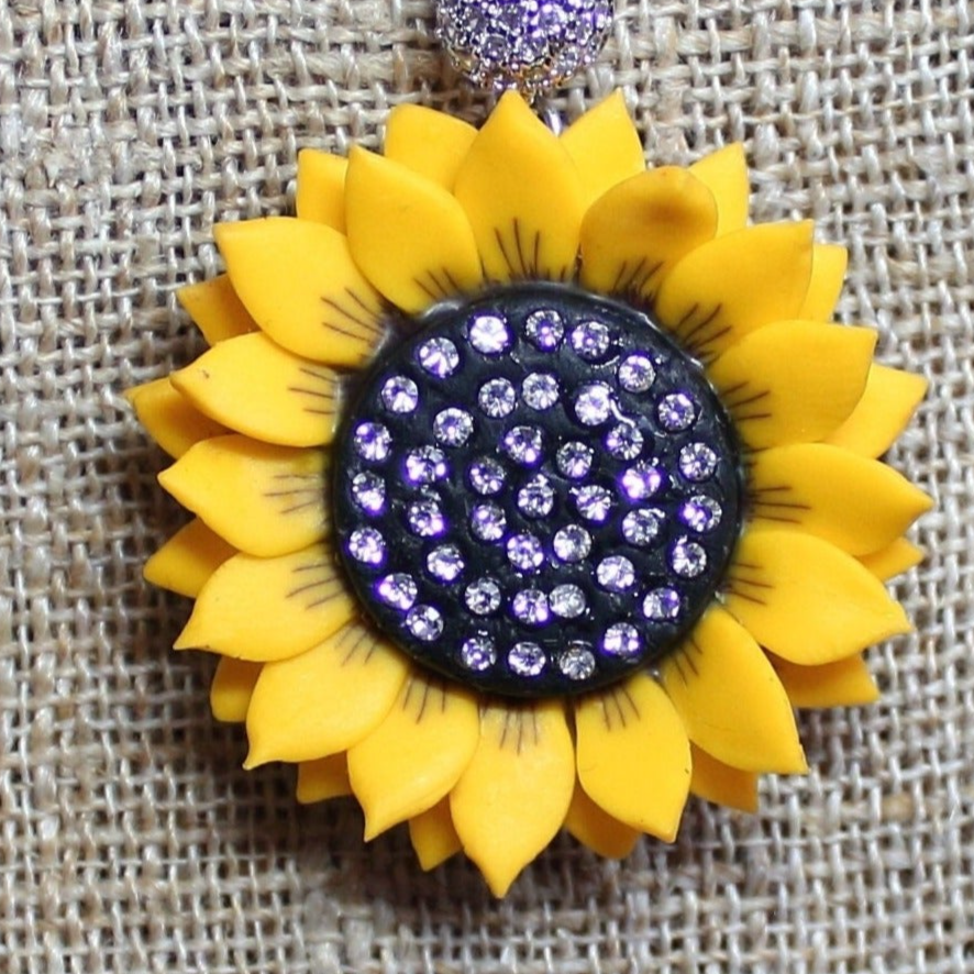 Golden Petals: Sunflower Earrings Polymer Clay.