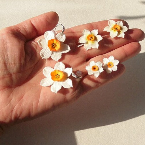 Flower Serenade: Daffodil Earrings Polymer Clay.