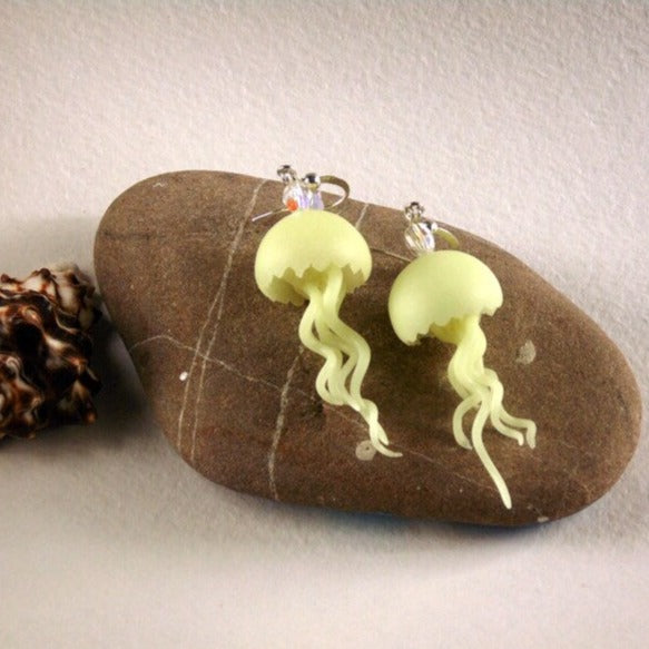 Shining Depth: Jellyfish Earrings Polymer Clay.