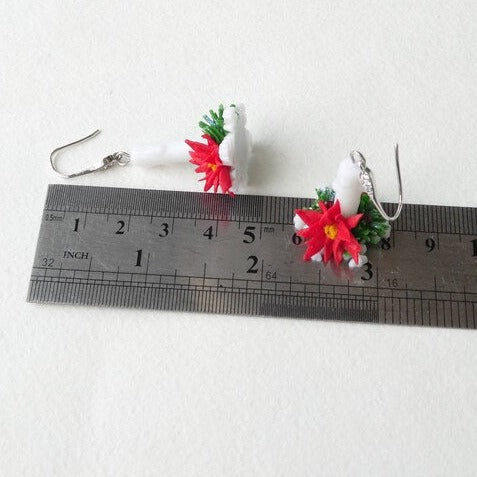 Merry and Bright: Christmas Poinsettia Earrings Polymer Clay.