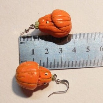 Monster Smile: Halloween Pumpkin Earrings Polymer Clay.