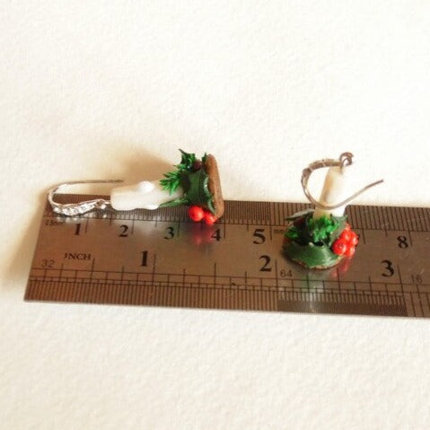 Christmas Joy: Holly Berry Earrings Polymer Clay.