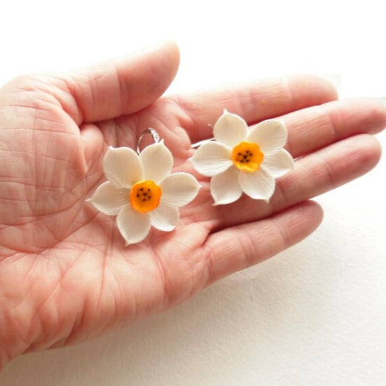 Flower Serenade: Daffodil Earrings Polymer Clay.