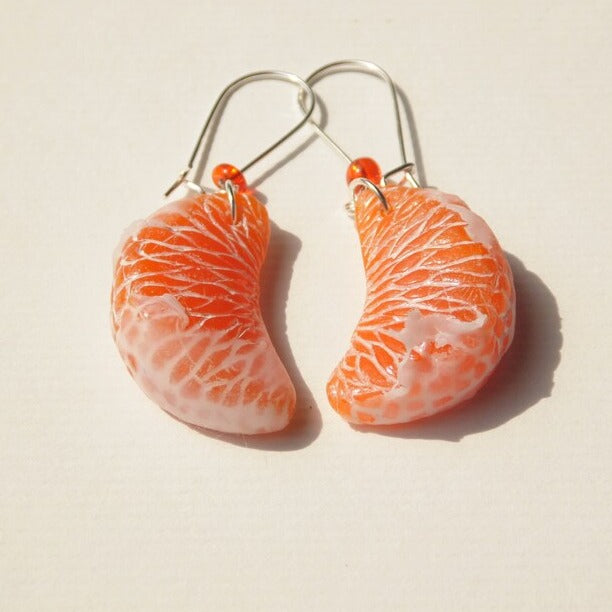 Slices Bliss: Mandarin Earrings Polymer Clay.