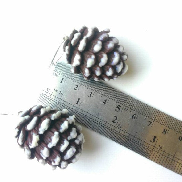 Woodland Treasures: Fir Cone Earrings Polymer Clay.