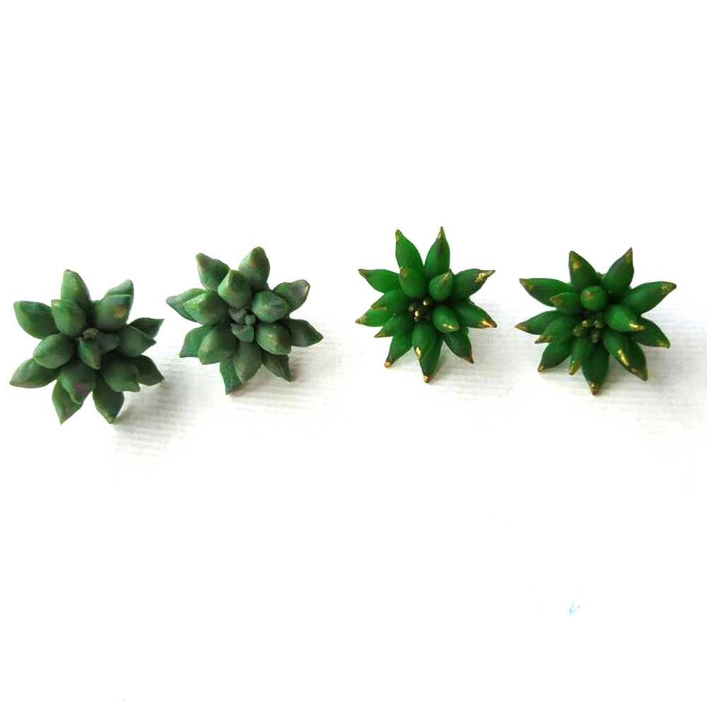 Evergreen Elegance: Succulent Earrings Polymer Clay.