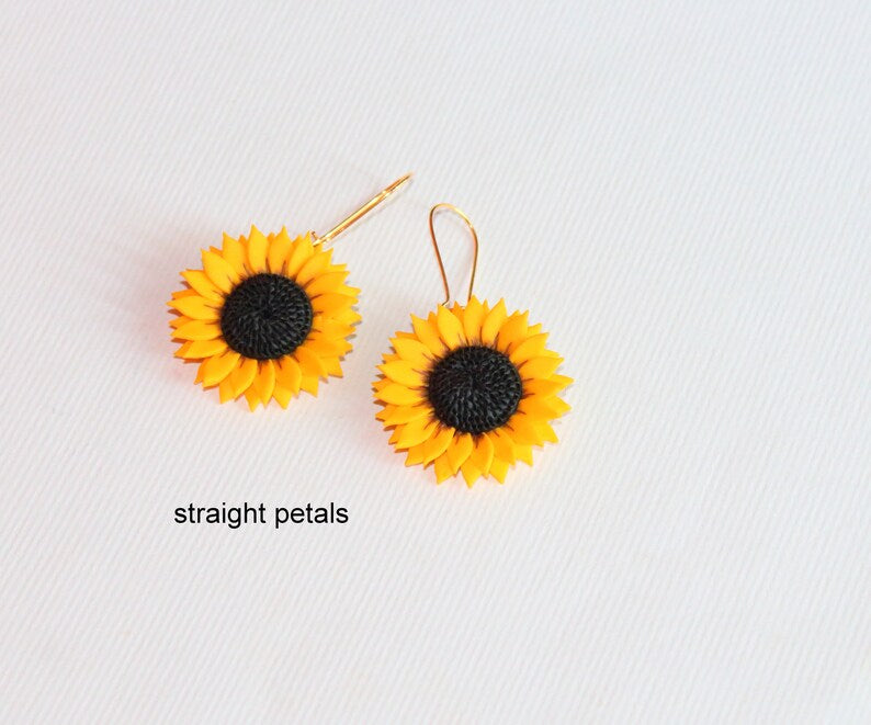 Yellow Sunflower Earrings Polymer Clay