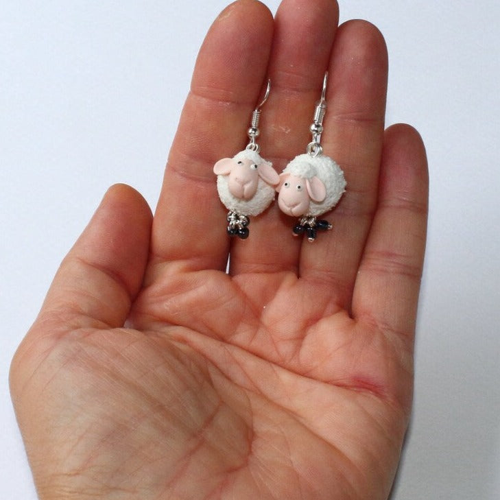 Curly Positives : Sheep Earrings Polymer Clay.