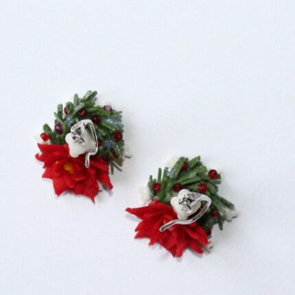 Merry and Bright: Christmas Poinsettia Earrings Polymer Clay.