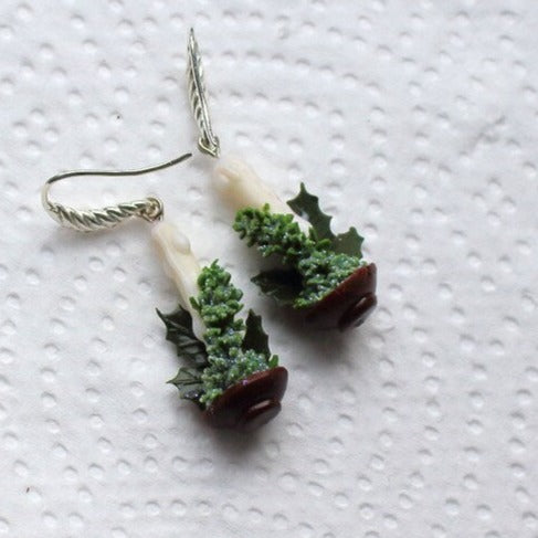 Christmas Joy: Holly Berry Earrings Polymer Clay.