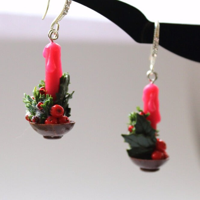 Festive Glow: Christmas Earrings Polymer Clay.