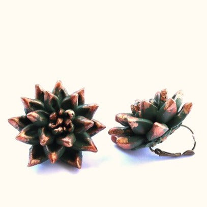 Unfading Charm: Succulent Earrings  Polymer Clay.