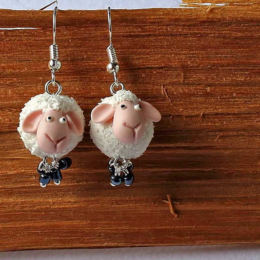 Curly Positives : Sheep Earrings Polymer Clay.