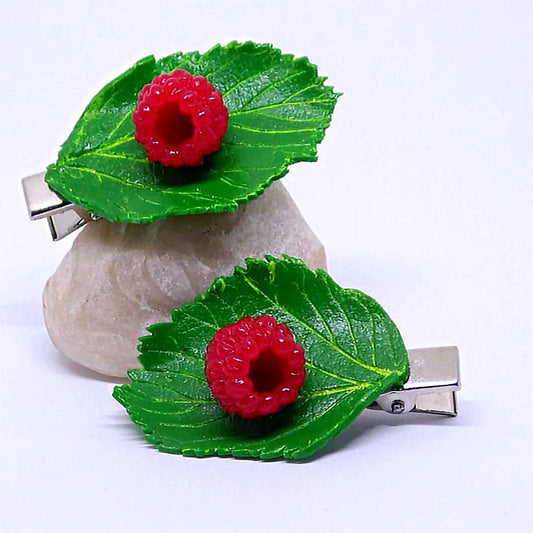 Juicy Explosion: Raspberry Barrette Polymer Clay.