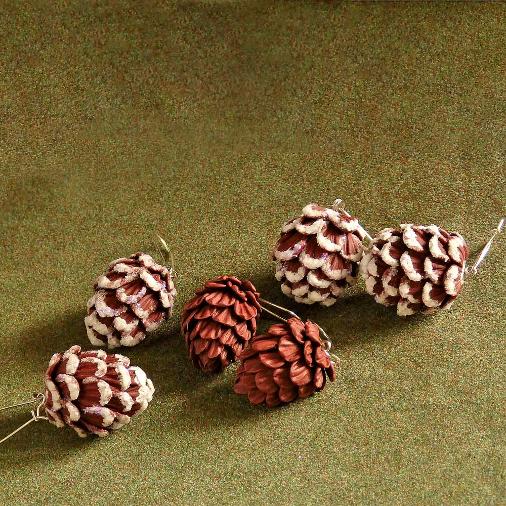 Woodland Treasures: Fir Cone Earrings Polymer Clay.